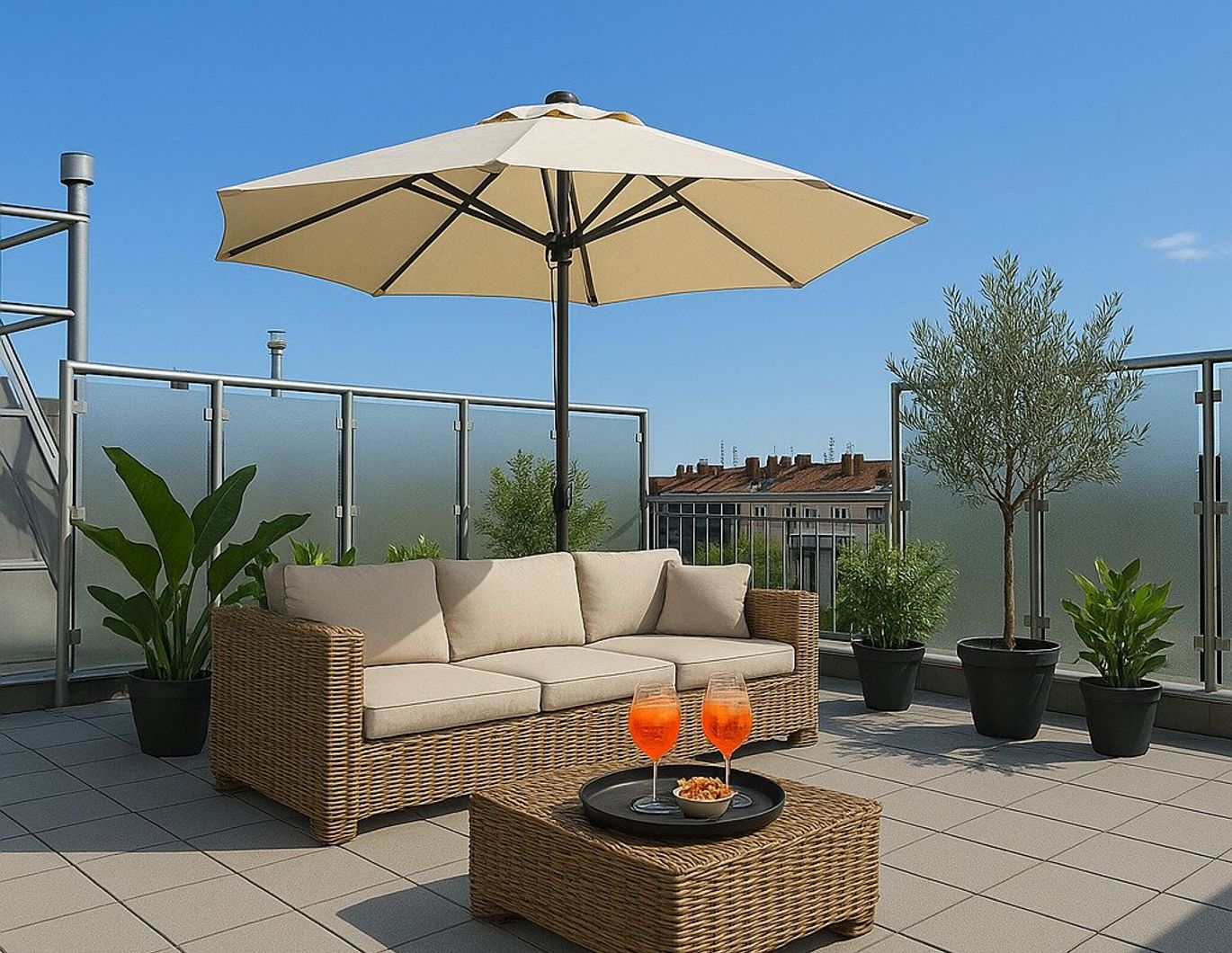 Modernes Wohnen mit großer Terrasse zum Entspannen