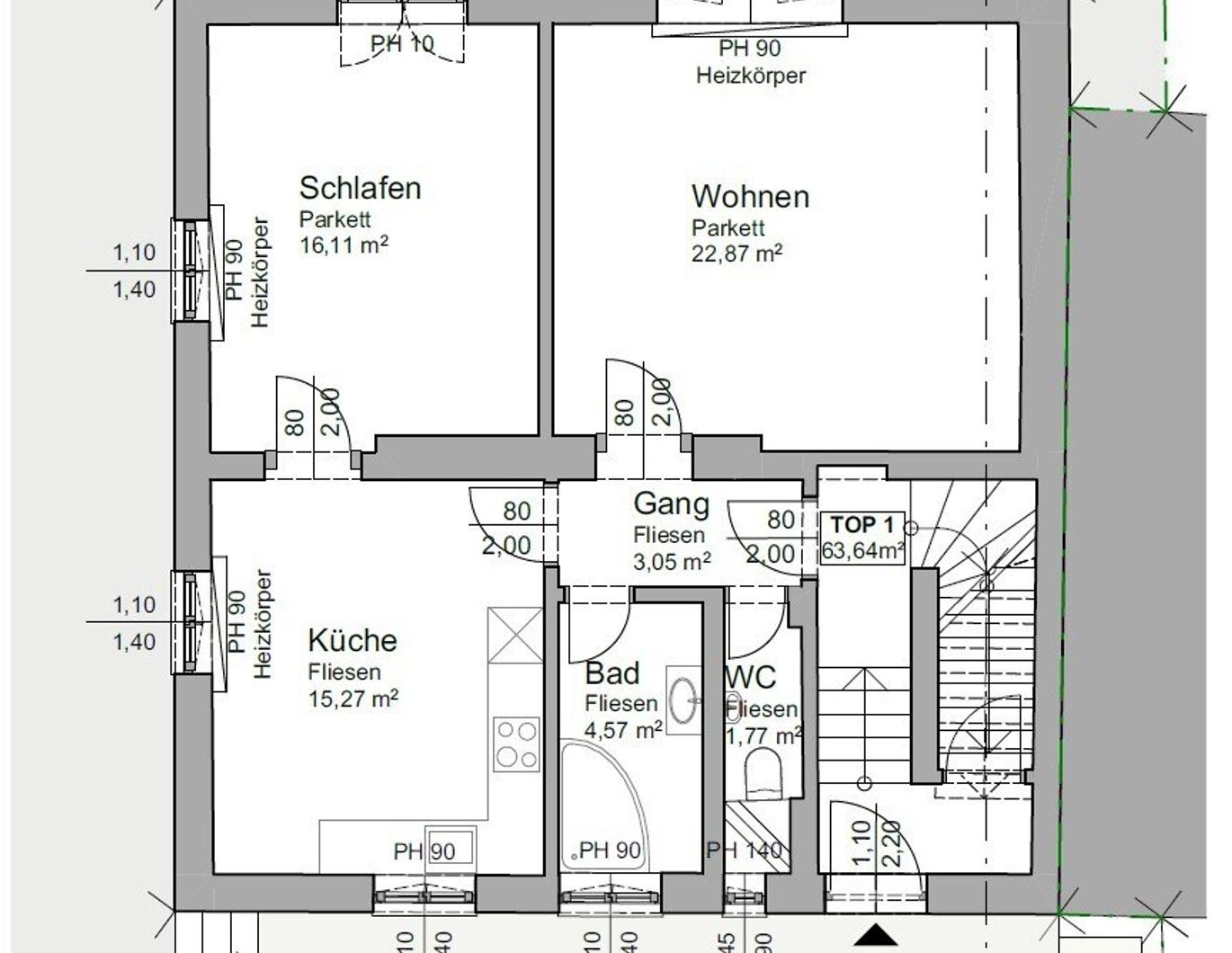 Helle Erdgeschoßwohnung in Linz: 3 Zimmer, Balkon und gemütliche Ausstattung!