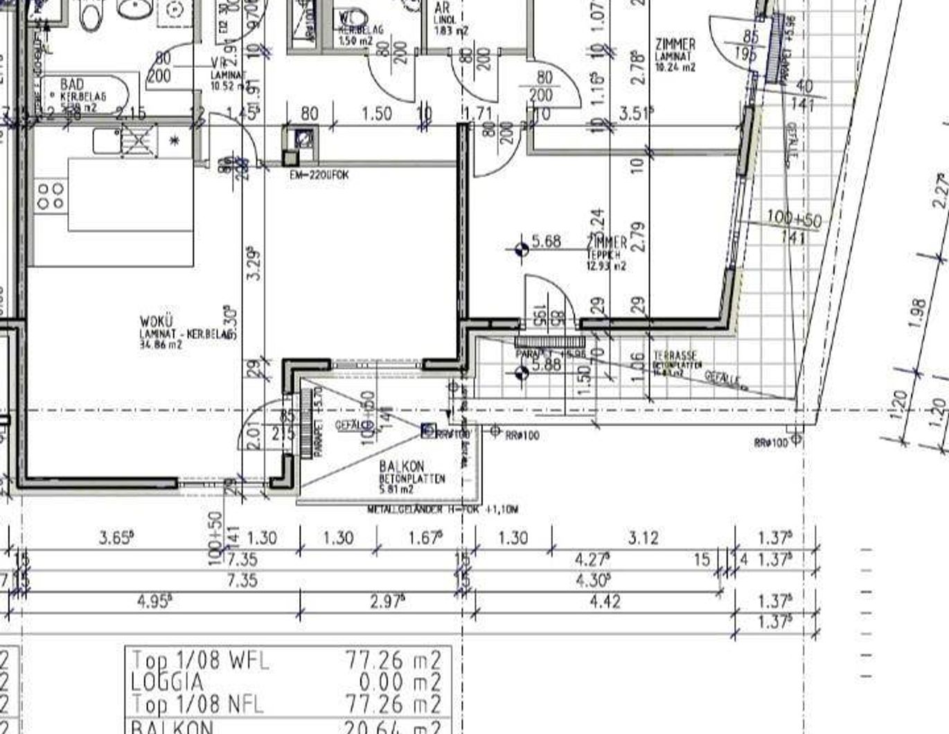 Wohnung in Grünlage gesamt 98m2 mit Balkon +Terrasse - gute öffentliche Anbindung >U1 Kagran+Sbahn