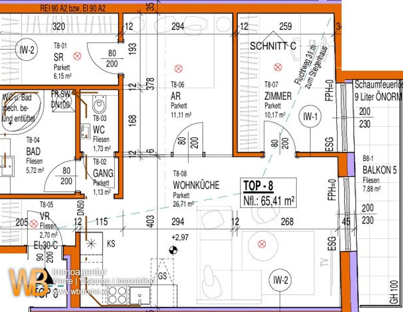 Erstbezug mit 65m² WFL + 7,5m² Balkon, gr. Wohnküche & 2 SZ, PKW-Stellplatz