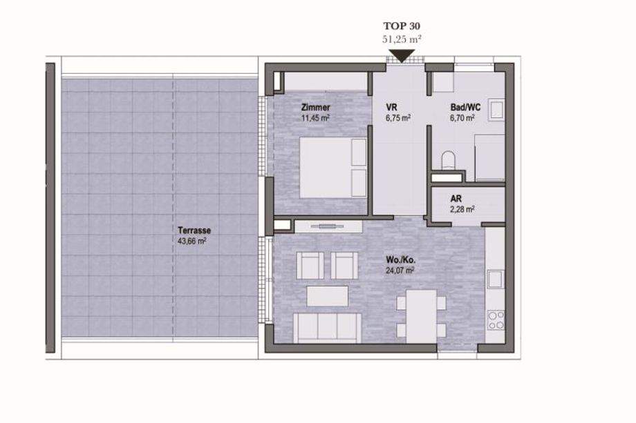 Wohnen in Graz Geidorf - Exklusive Eigentumswohnung (51m²) mit Terrasse in bester Lage! Provisionsfrei