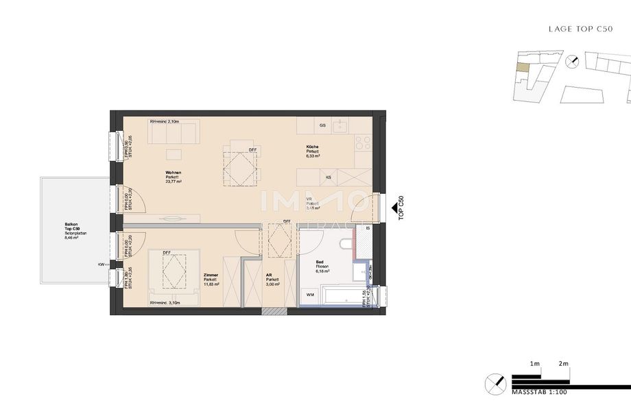 Ideal für Anleger: Ruhige 2-Zimmer Wohnung in guter Wohnlage - provisionsfreier Erstbezug!