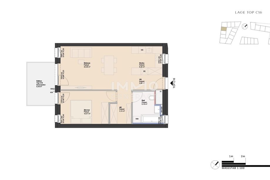 GrünGeborgen: Ruhige 2-Zimmer Wohnung in guter Wohnlage - provisionsfreier Erstbezug!