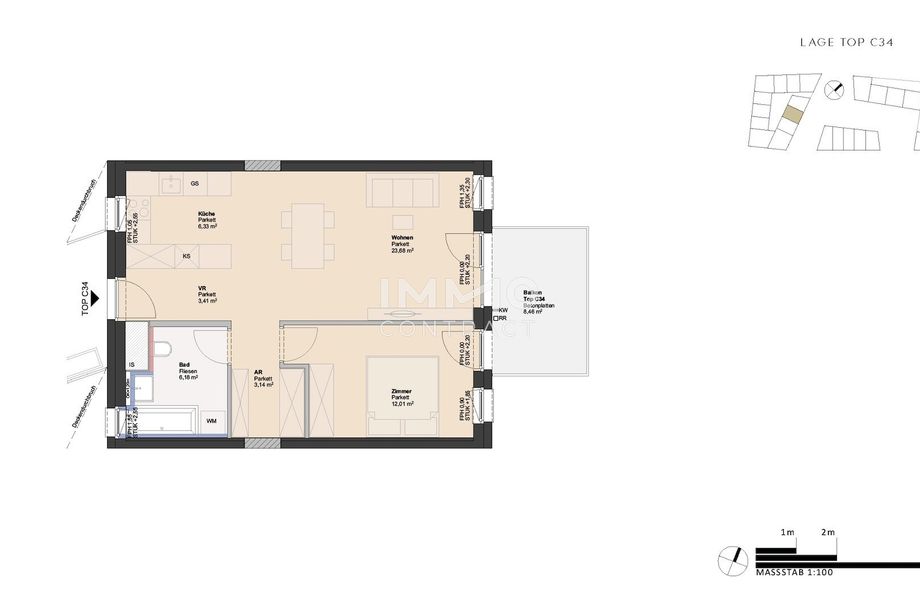 ** ANLEGER AUFGEPASST ** Provisionsfrei! - ideale 2-Zimmer - Wohnung mit Balkon im Erstbezug