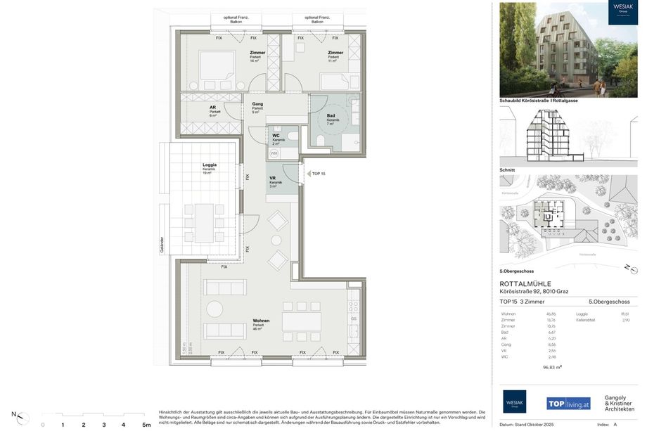 PROVISIONSFREI - Erstbezug in Geidorf - 3 Zimmer Wohnung mit großzügiger Loggia