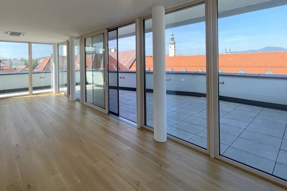 Erstbezug: Exklusives, modernes Penthouse mit ca. 90 m² Terrasse in der Klagenfurter Innenstadt
