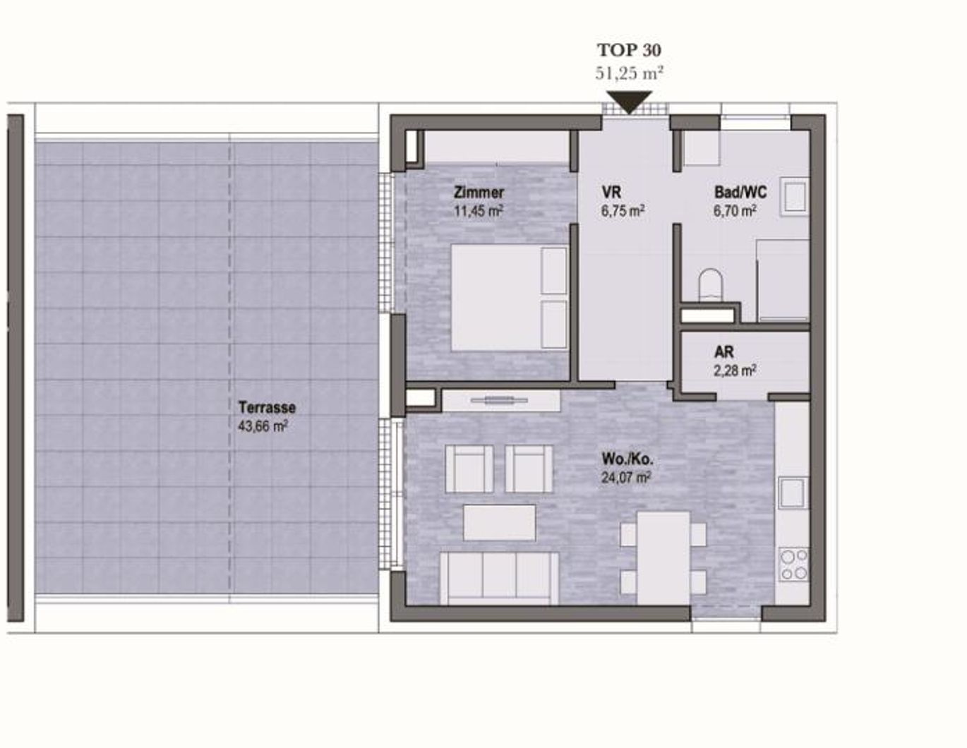 Wohnen in Graz Geidorf - Exklusive Eigentumswohnung (51m²) mit Terrasse in bester Lage! Provisionsfrei