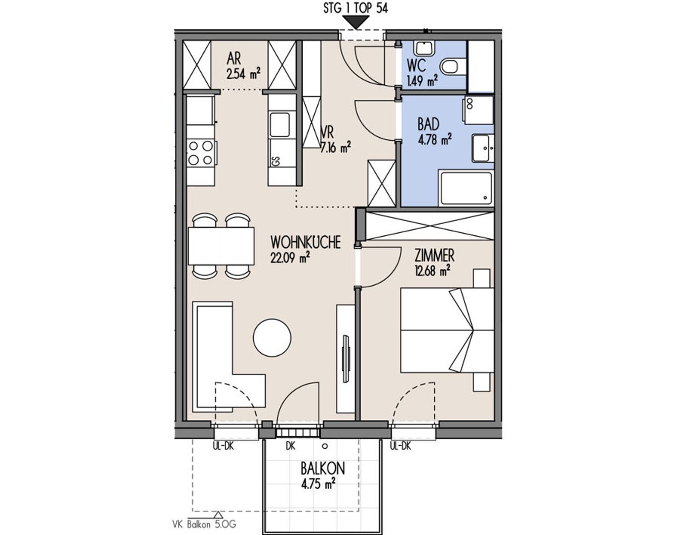 NordGlück - 2-Zimmer Wohnung mit Balkon - Top 01-054
