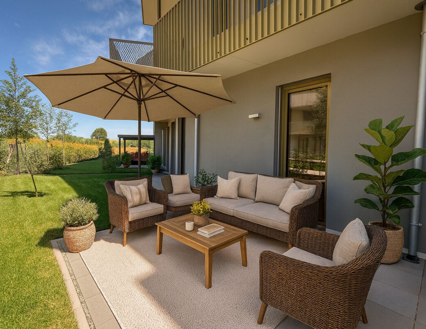 Hirschfeld: 2 Zimmer Wohnung Gartenjuwel! Provisionsfrei und Erstbezug