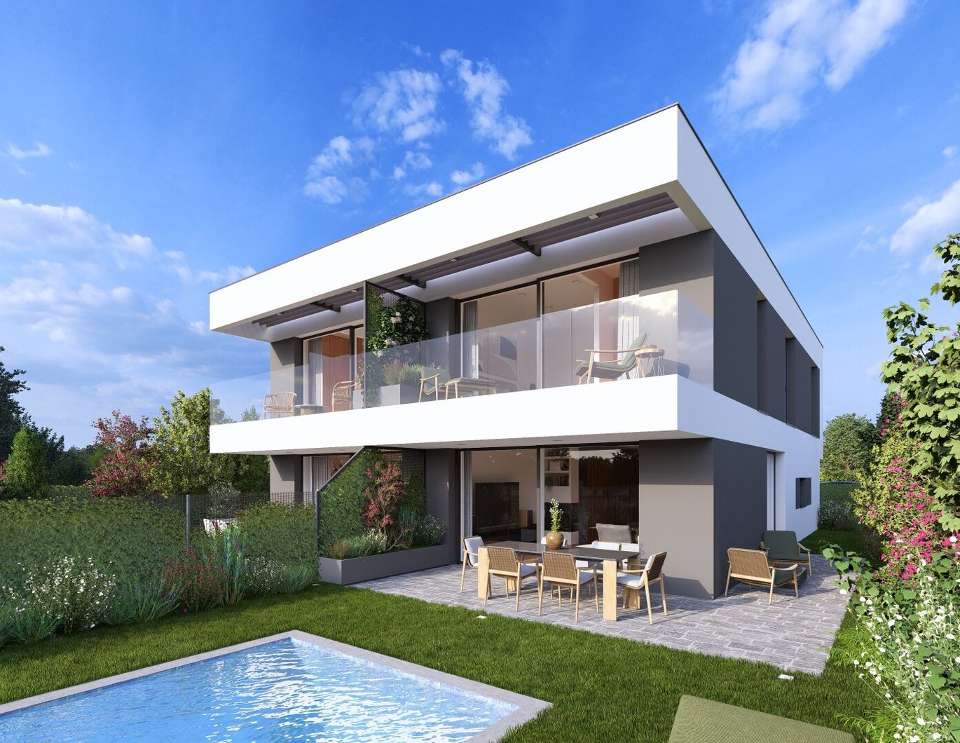 Modernes Wohnen in Hennersdorf bei Wien - Komfortable Doppelhaushälften mit großzügigen Freiflächen