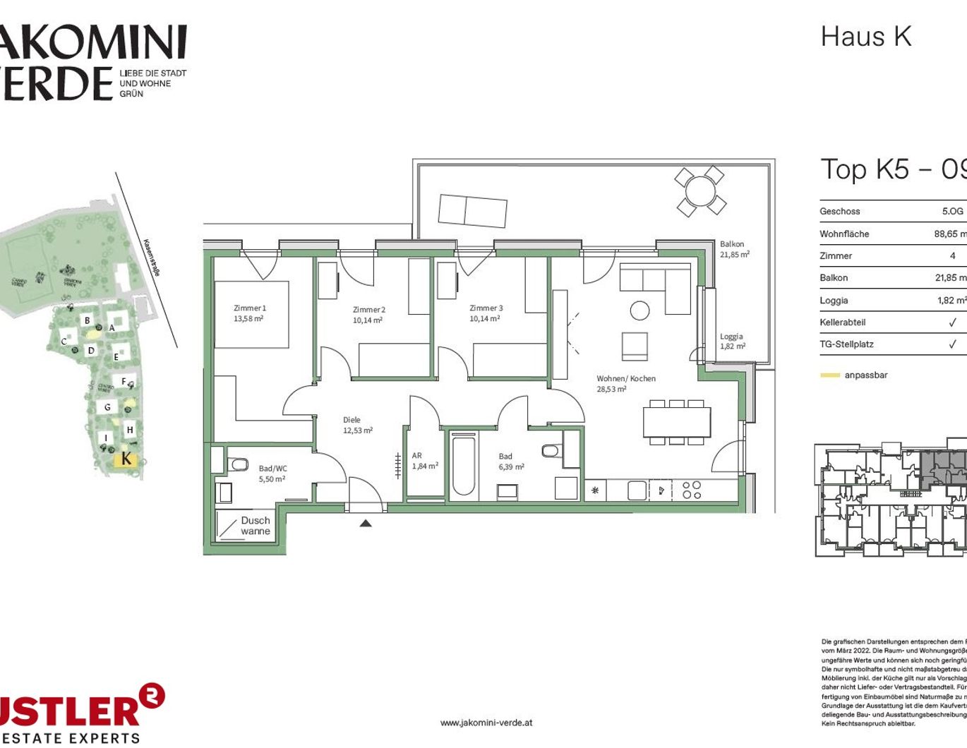 PROVISIONSFREI - Ihr Balkon im Grünen: Exklusiv Wohnen im Jakomini Verde