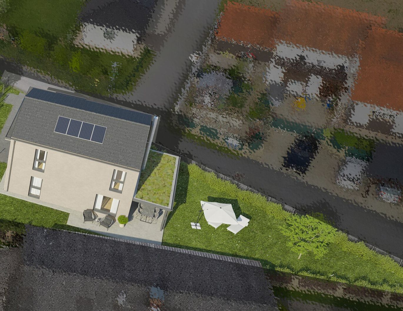 Schlüsselfertiges Neubau- Wohnhaus in sehr guter Lage mit Terrasse und Garten sowie zwei Carports