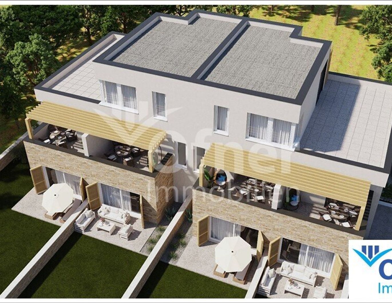 Maisonette-Wohnung mit Garten in Privlaka, 140 m vom Meer entfernt