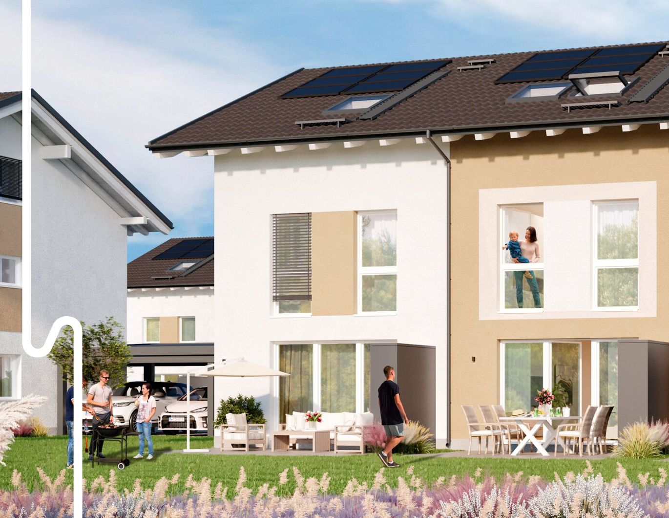 LEBEN IM GRÜNEN - Neubau Eckreihenhaus mit Doppelcarport