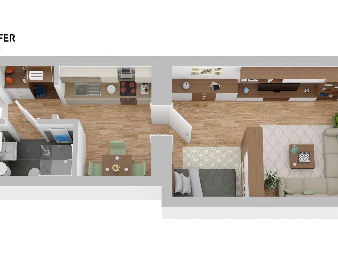 Charmante 30 m² 1-Zimmer-Wohnung im EG mit separater Küche