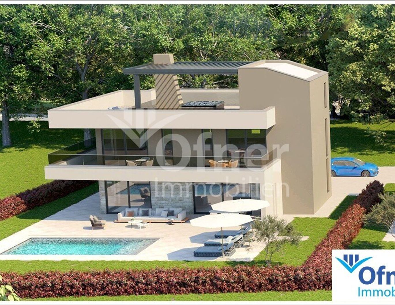 Istrien: Moderne Neubau-Villa mit Meerblick