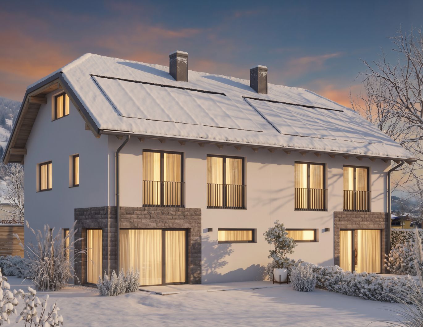 Neubau-Doppelhaushälften mit Süd-Garten und Carport