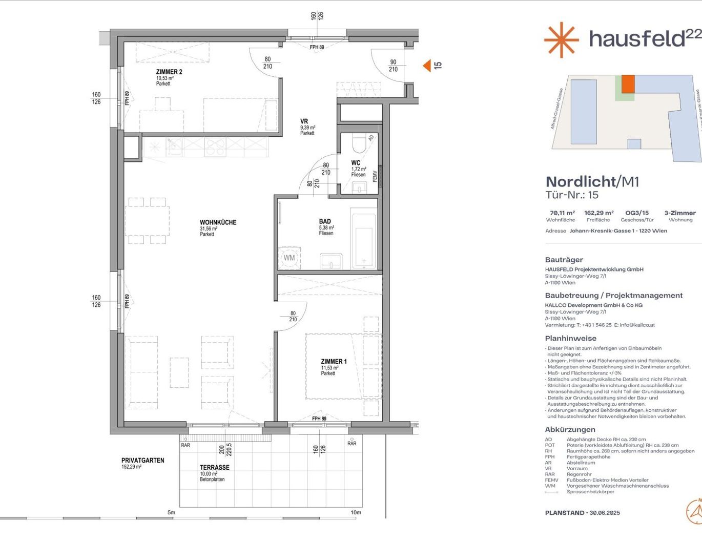 Unbefristete Neubau-Mietwohnung im Oberen Hausfeld | Termin online buchen: www.hausfeld22.at/nordlicht