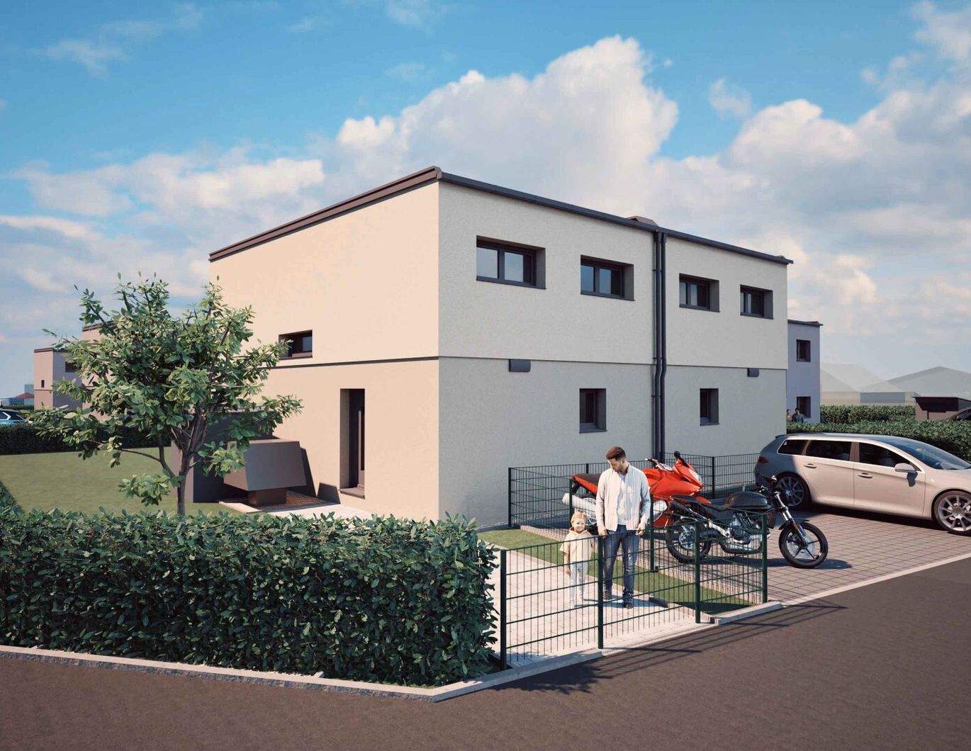 Elegante Wohnküche, 3 Zimmer im OG, großes Bad, 2 PWK Stellplätze
